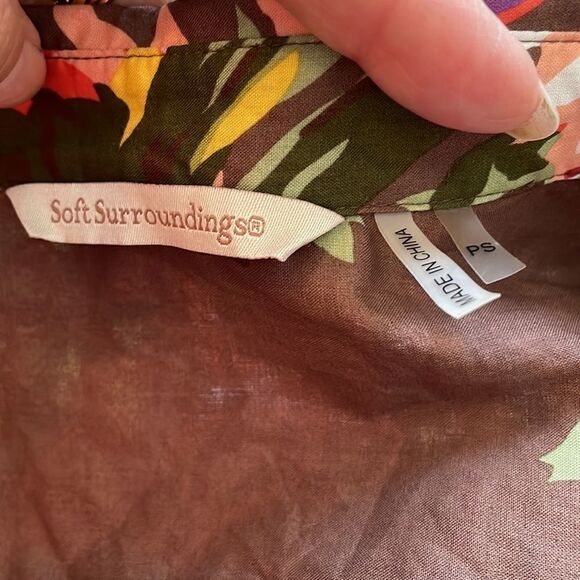 Soft Surroundings brown floral cotton tunic - Picture 8 of 9